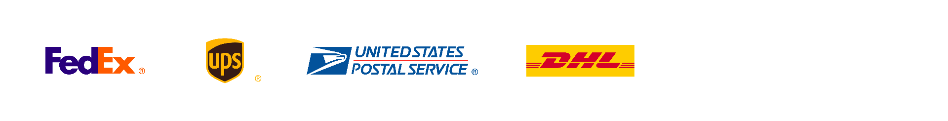 Integration logos: FedEx, UPS, USPS, DHL